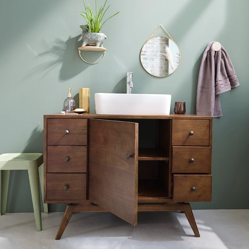 Mueble de baño de mindi macizo 100 cm