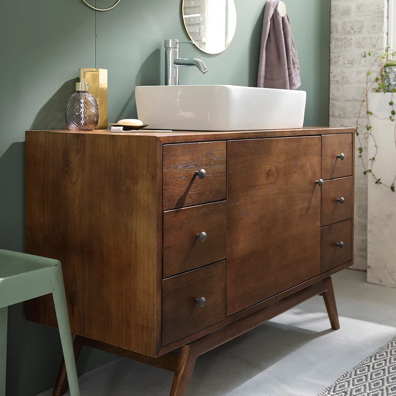 Mueble de baño de mindi macizo 100 cm
