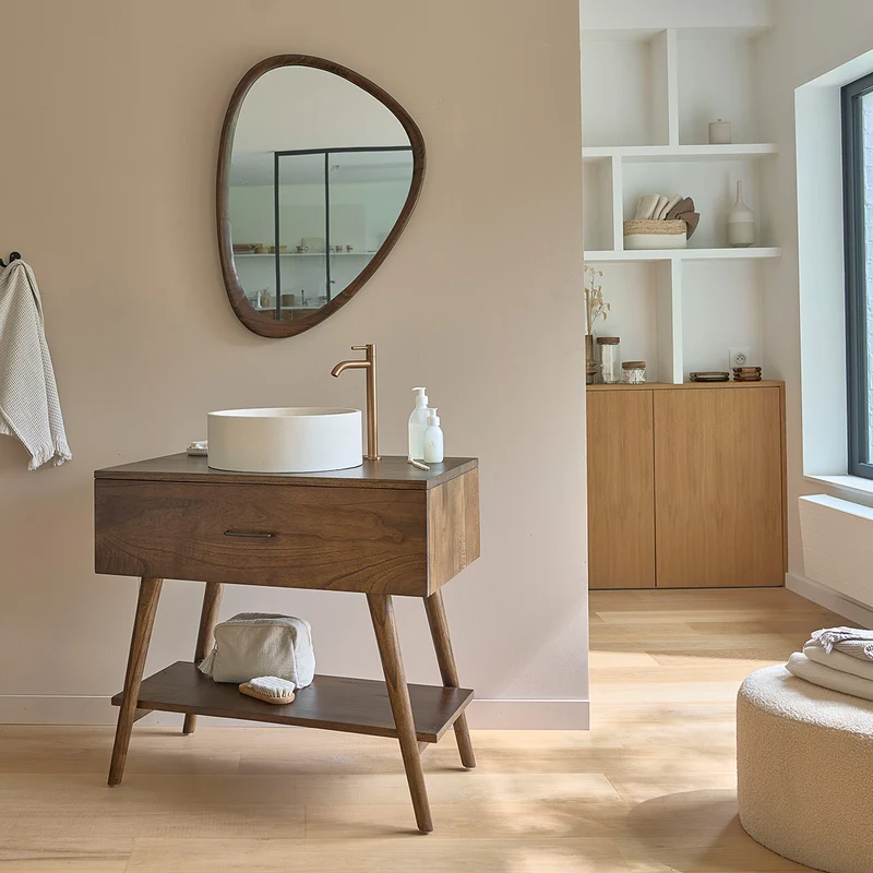 Mueble de baño de mindi macizo 80 cm
