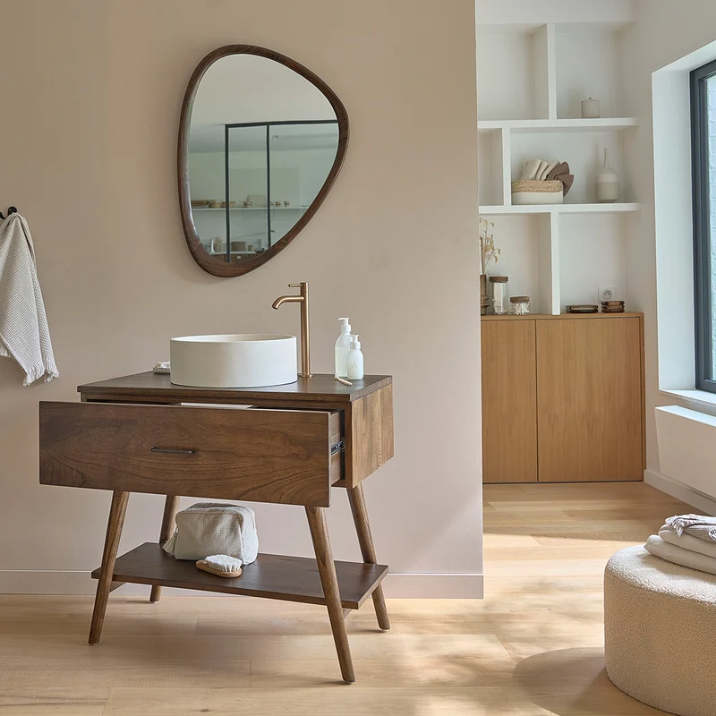 Mueble de baño de mindi macizo 80 cm