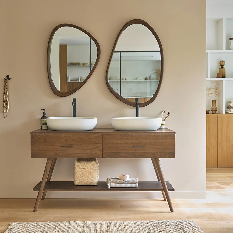 Mueble de baño de mindi macizo 135 cm