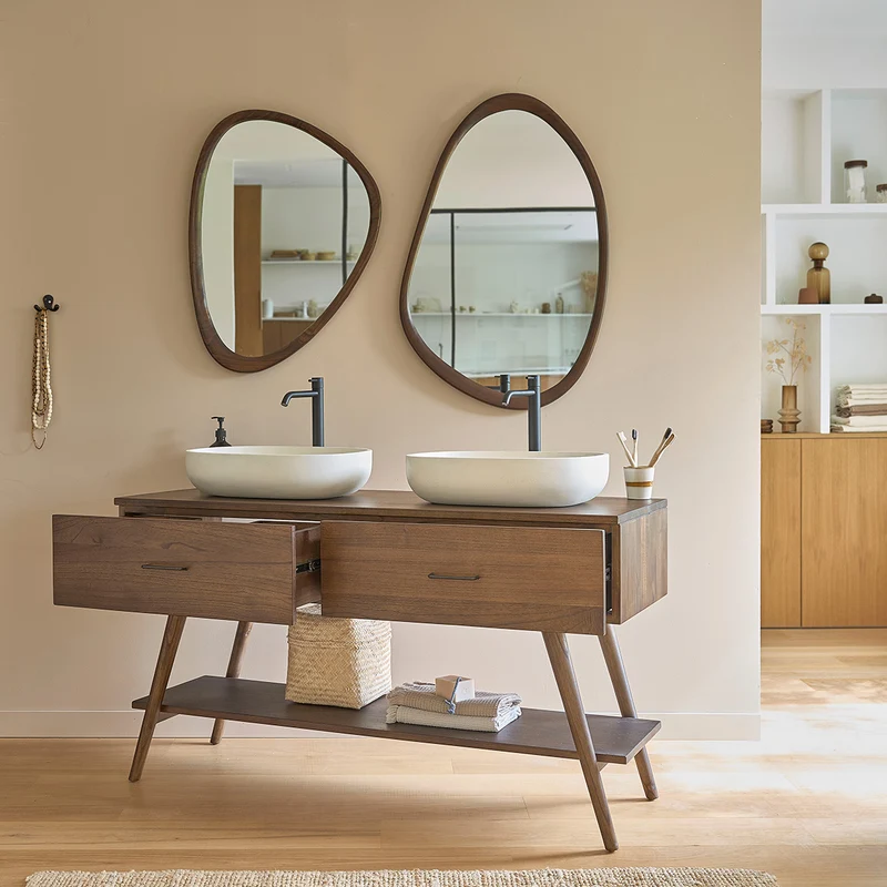 Mueble de baño de mindi macizo 135 cm