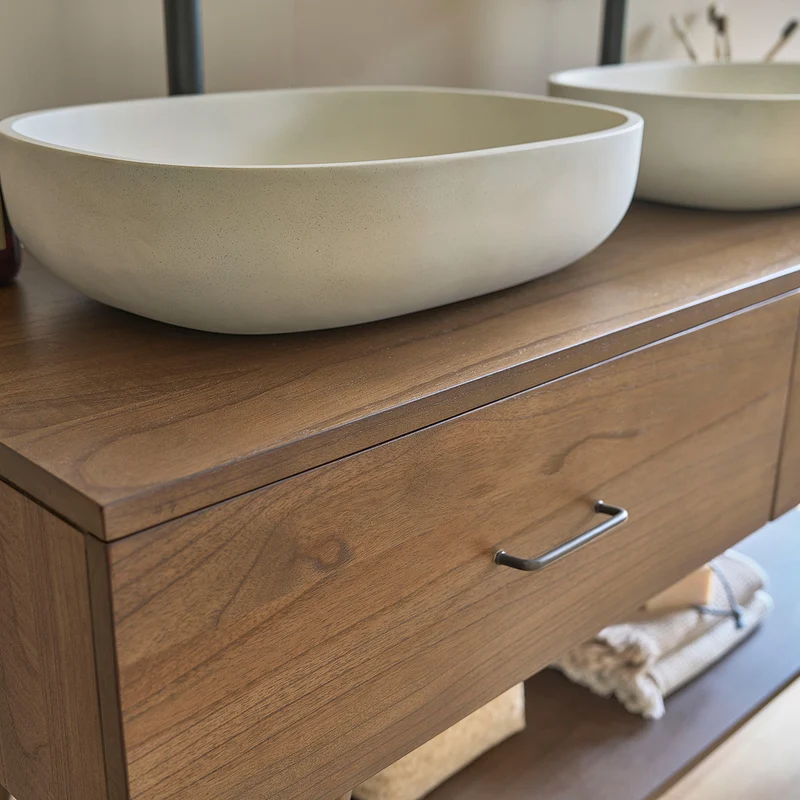 Mueble de baño de mindi macizo 135 cm