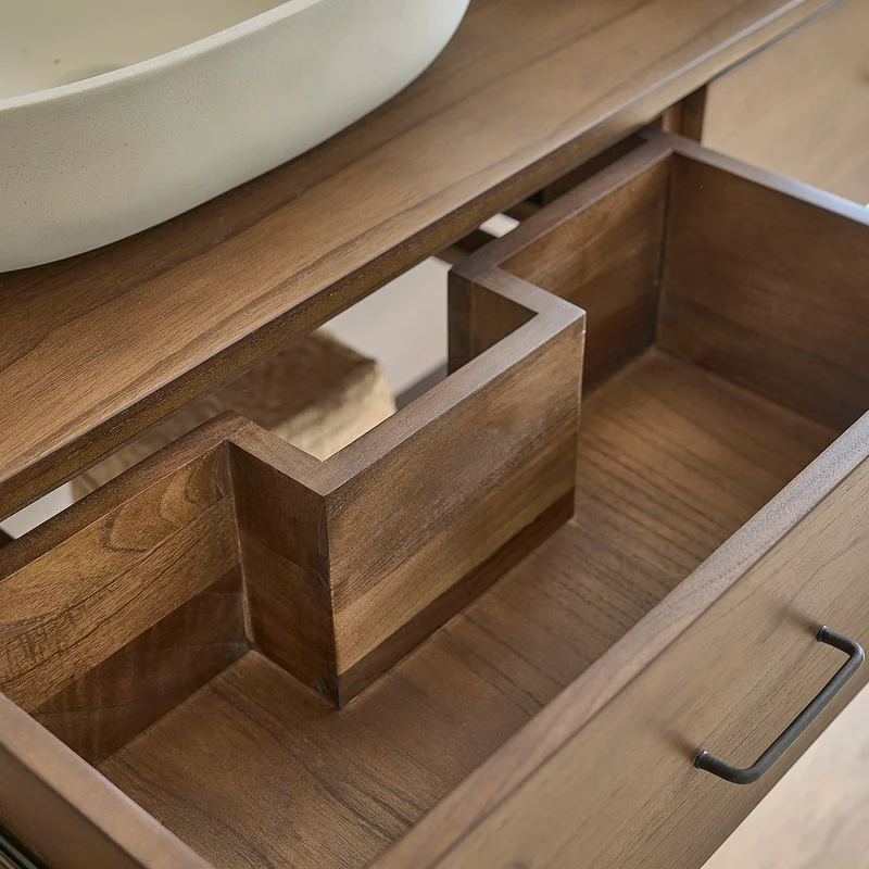 Mueble de baño de mindi macizo 135 cm