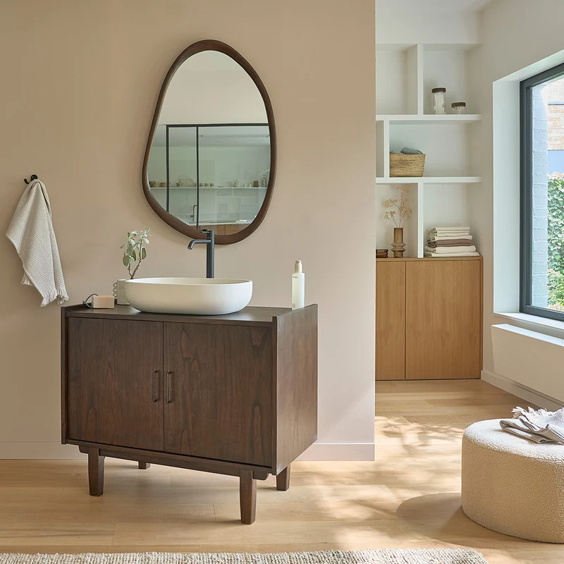 Mueble de baño de mindi macizo 90 cm