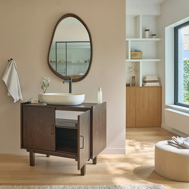 Mueble de baño de mindi macizo 90 cm