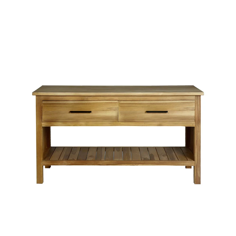 Mueble de lavabo de teca maciza 135 cm