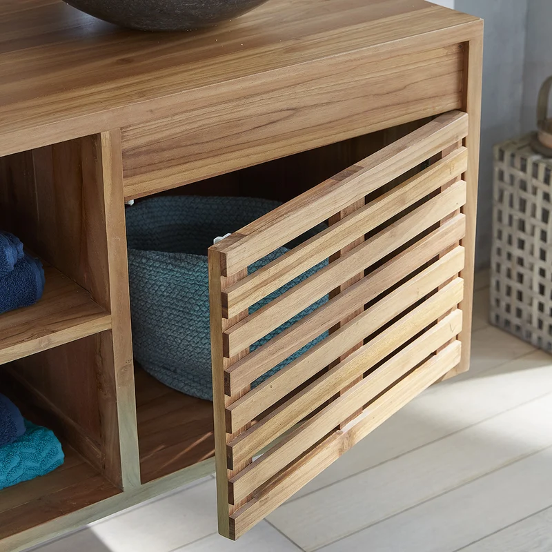 Mueble de lavabo de teca maciza suspendido 160 cm