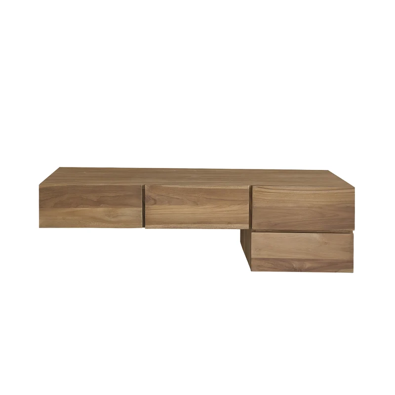 Mueble de lavabo de teca maciza suspendido 145 cm