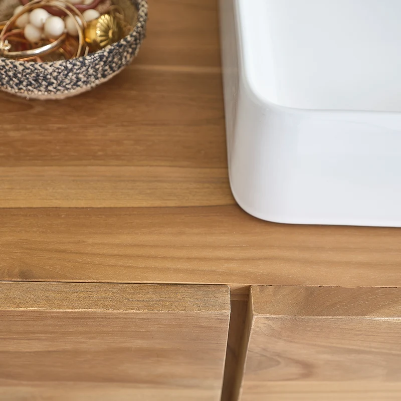 Mueble de lavabo de teca maciza suspendido 145 cm