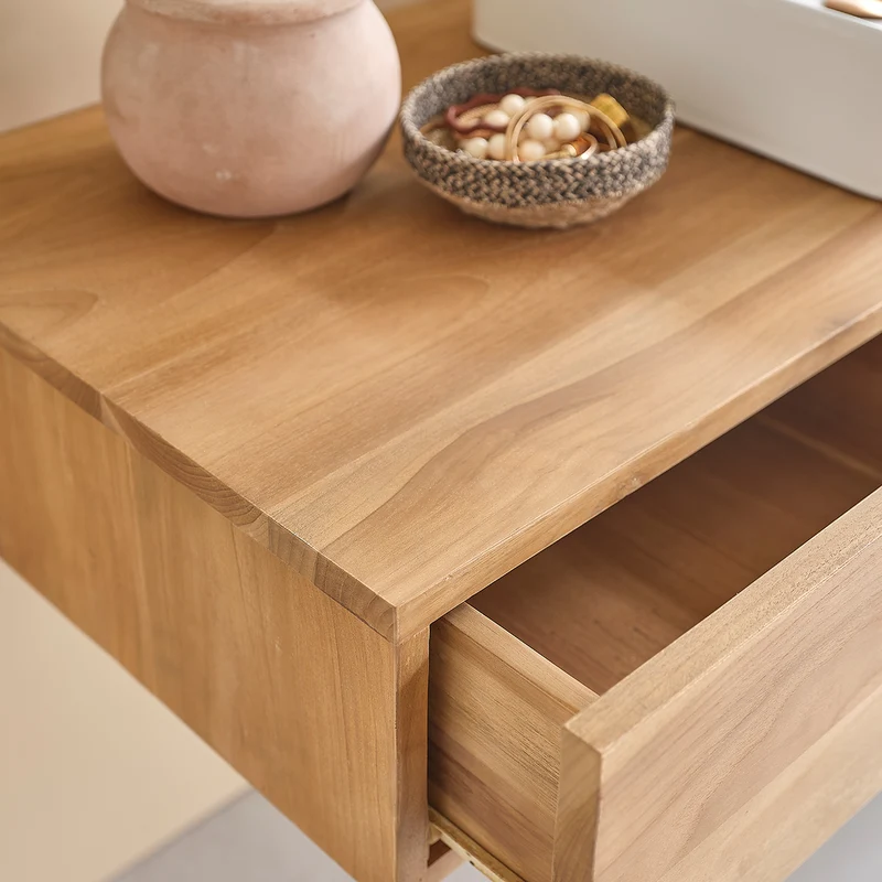 Mueble de lavabo de teca maciza suspendido 145 cm