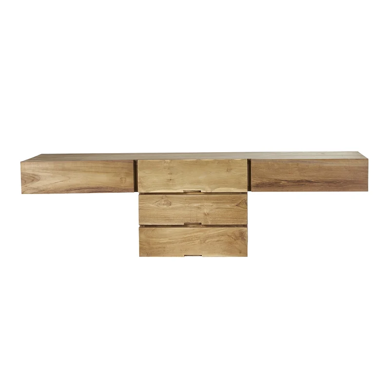 Mueble de lavabo de teca maciza suspendido 160 cm