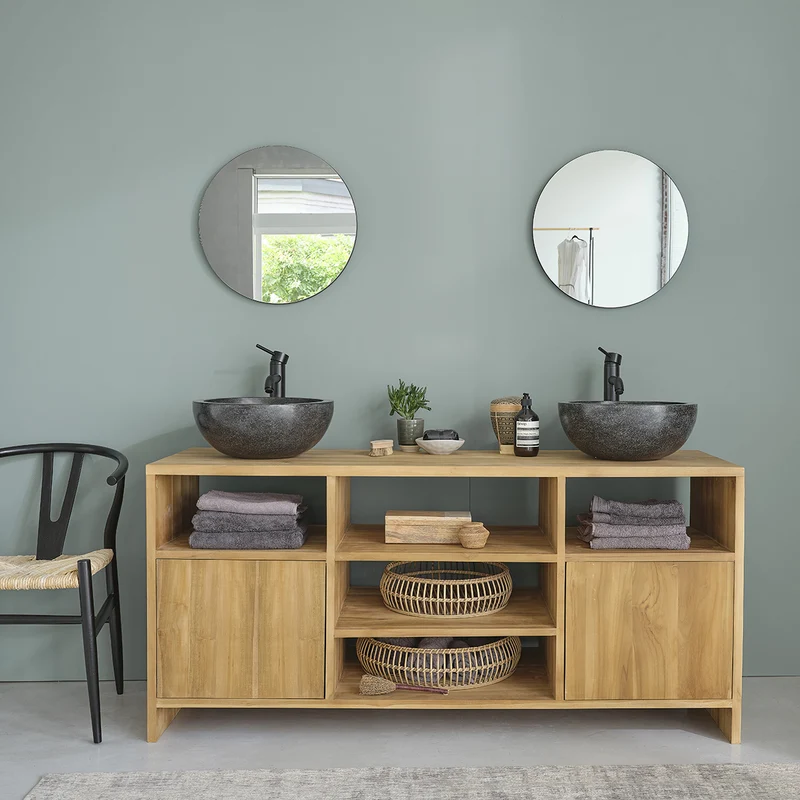 Mueble de lavabo de teca maciza 160 cm