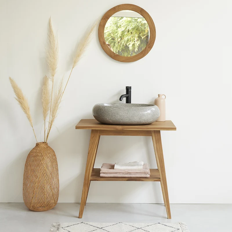 Mueble de baño de teca maciza 80 cm
