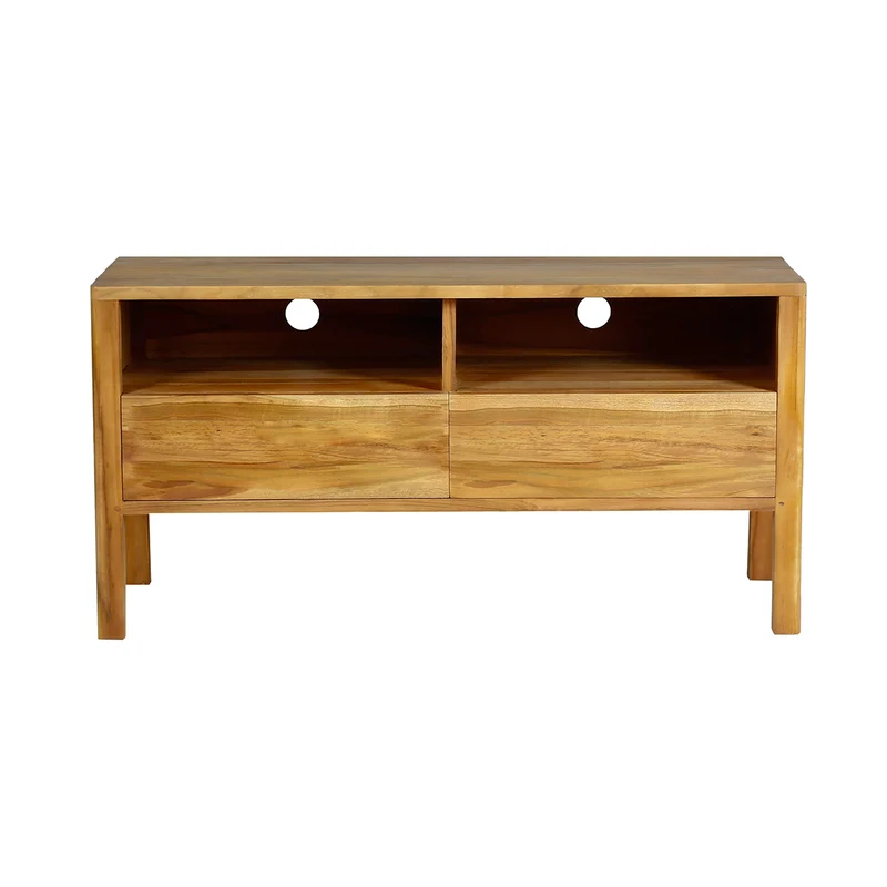 Mueble de TV de teca maciza 2 cajones 100 cm