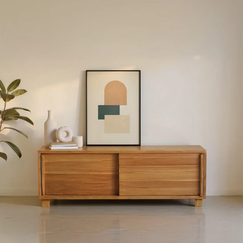 Mueble de TV de teca maciza 100 cm