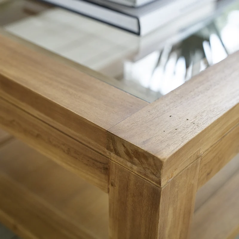 Mesa de centro de teca maciza 120 cm