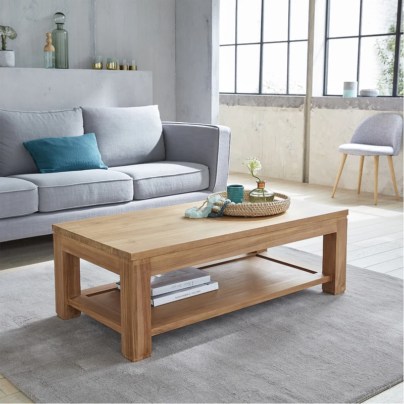 Mesa de centro de teca maciza 120 cm
