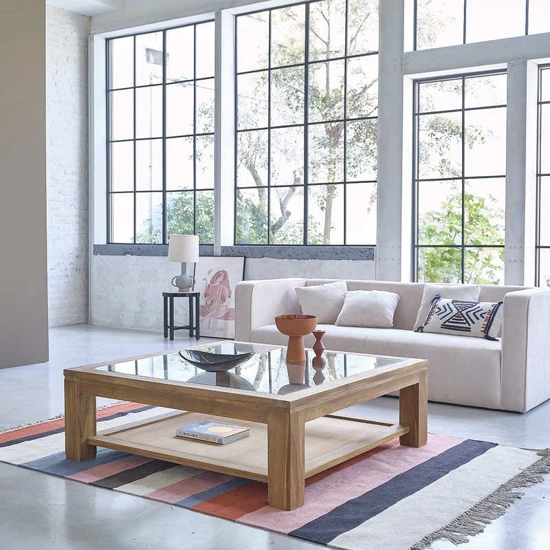 Mesa de centro de teca maciza 120 cm
