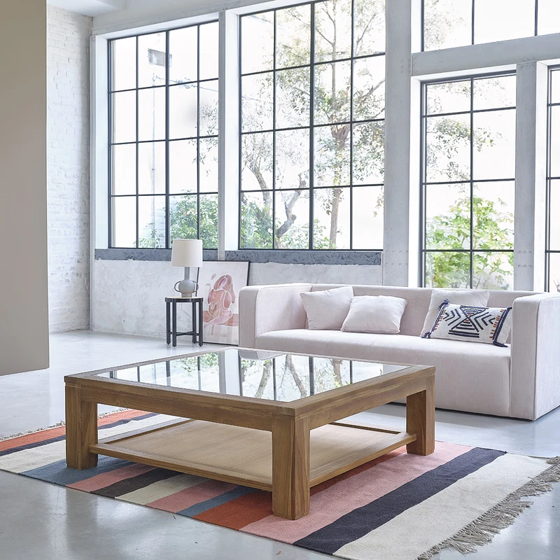 Mesa de centro de teca maciza 120 cm
