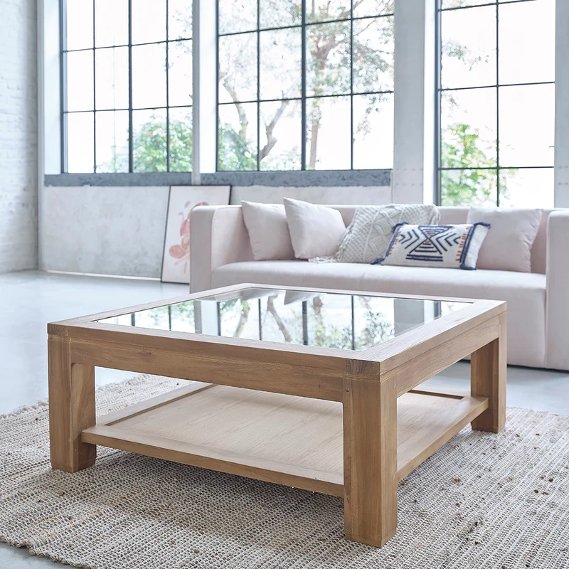 Mesa de centro de teca maciza 100 cm