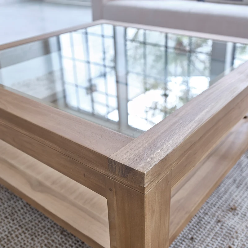 Mesa de centro de teca maciza 100 cm