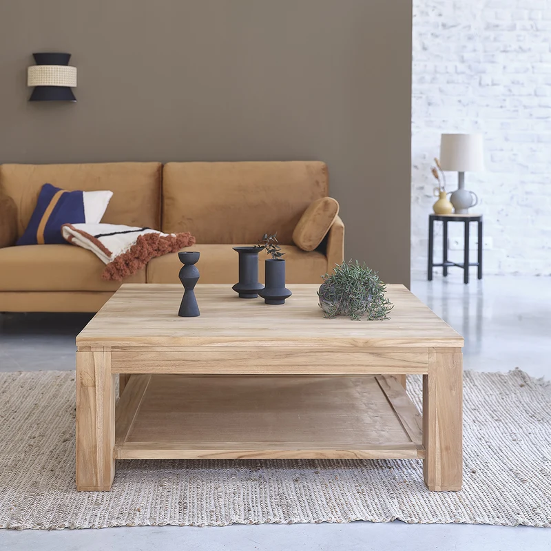 Mesa de centro de teca maciza 100 cm