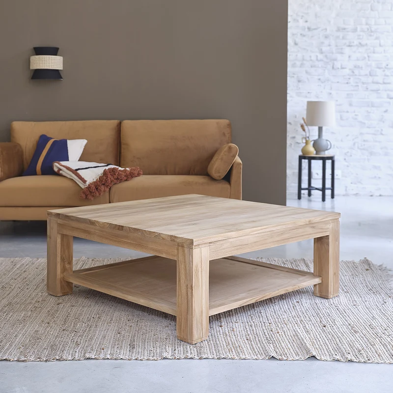 Mesa de centro de teca maciza 100 cm