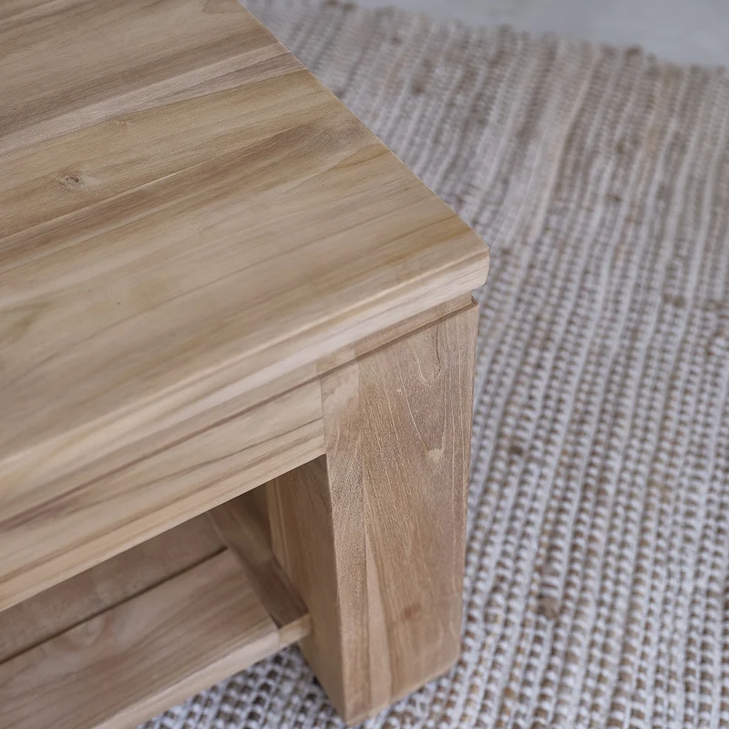 Mesa de centro de teca maciza 100 cm