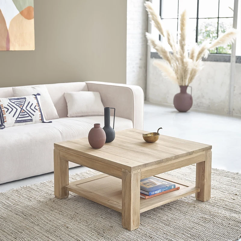 Mesa de centro de teca maciza 80 cm