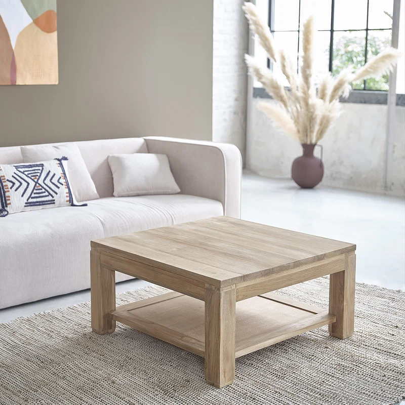 Mesa de centro de teca maciza 80 cm
