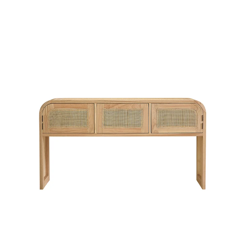 Consola de mindi macizo y rejilla 140 cm