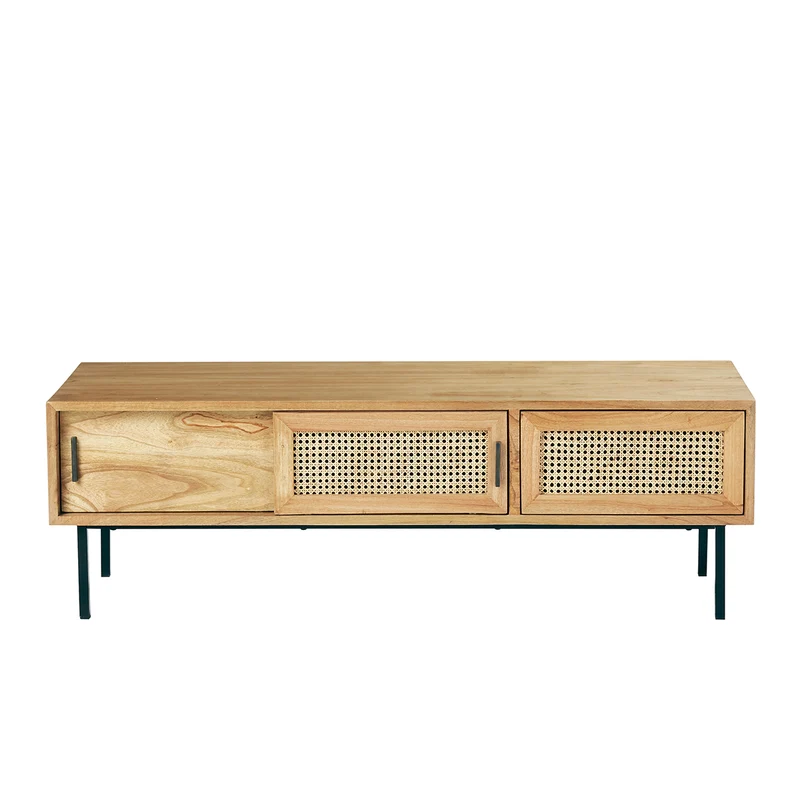 Mueble de TV de mindi macizo y rejilla 140 cm