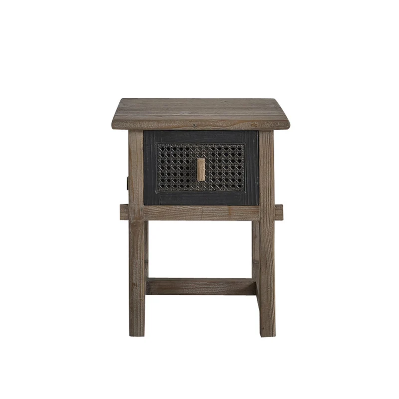 Mesita de noche de madera maciza reciclada 45 cm