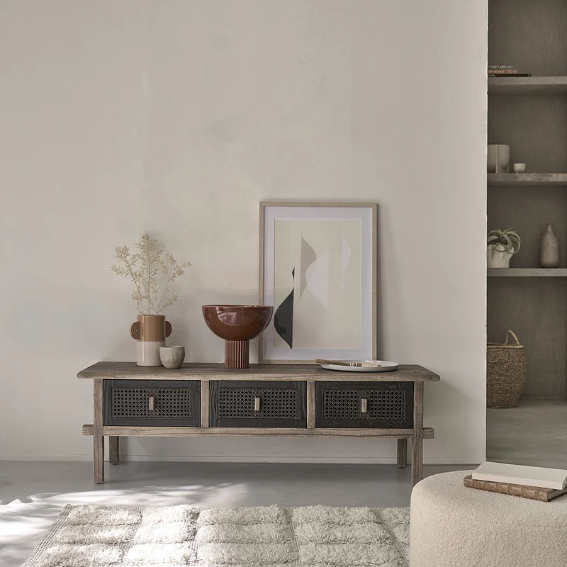 Mueble de TV de madera maciza reciclada 145 cm