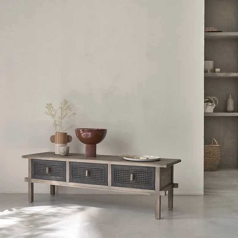 Mueble de TV de madera maciza reciclada 145 cm