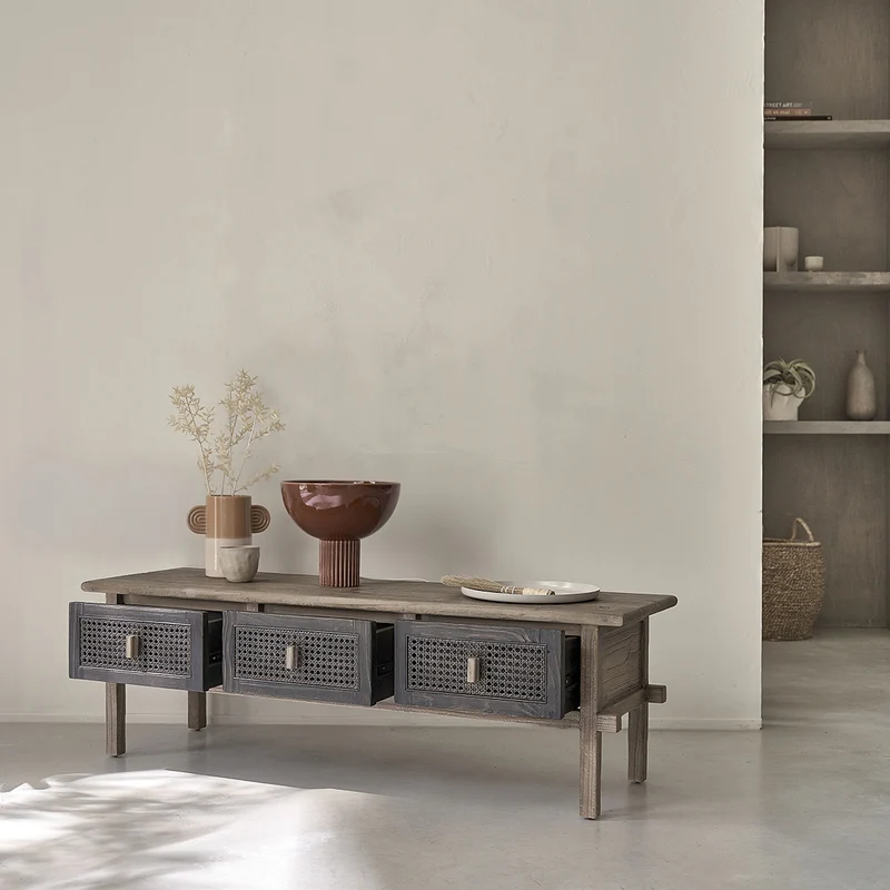 Mueble de TV de madera maciza reciclada 145 cm