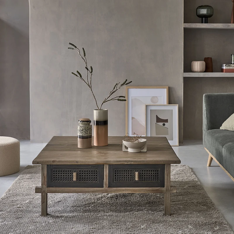 Mesa de centro de madera maciza reciclada 100 cm