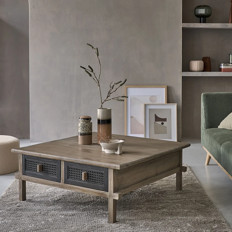 Mesa de centro de madera maciza reciclada 100 cm