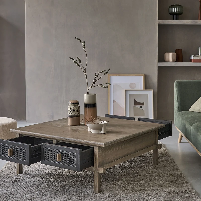 Mesa de centro de madera maciza reciclada 100 cm
