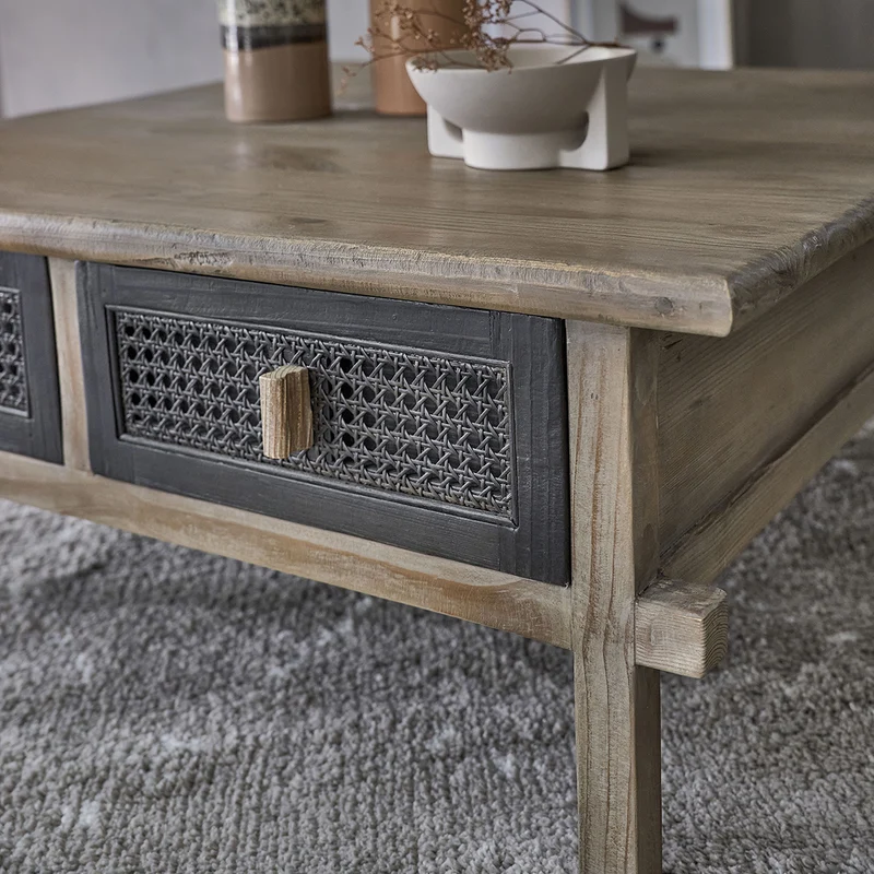 Mesa de centro de madera maciza reciclada 100 cm