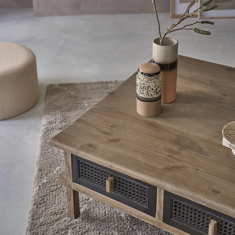 Mesa de centro de madera maciza reciclada 100 cm
