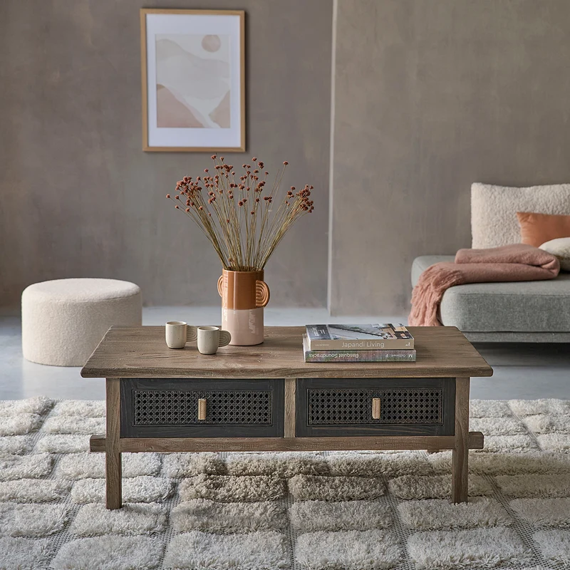 Mesa de centro de madera maciza reciclada 110 cm