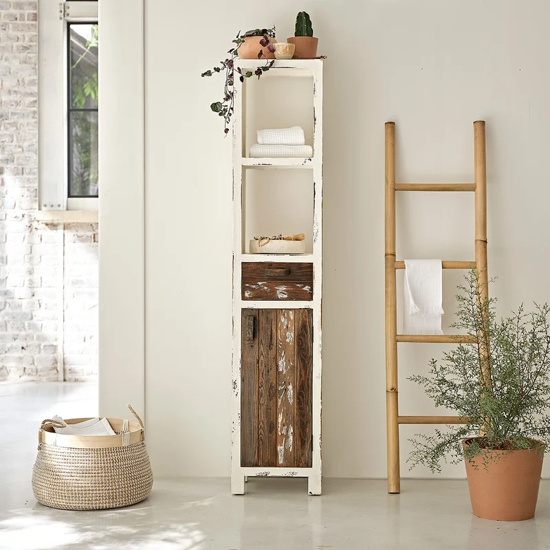 Columna de baño de madera maciza reciclada 170 cm