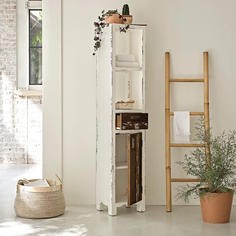 Columna de baño de madera maciza reciclada 170 cm