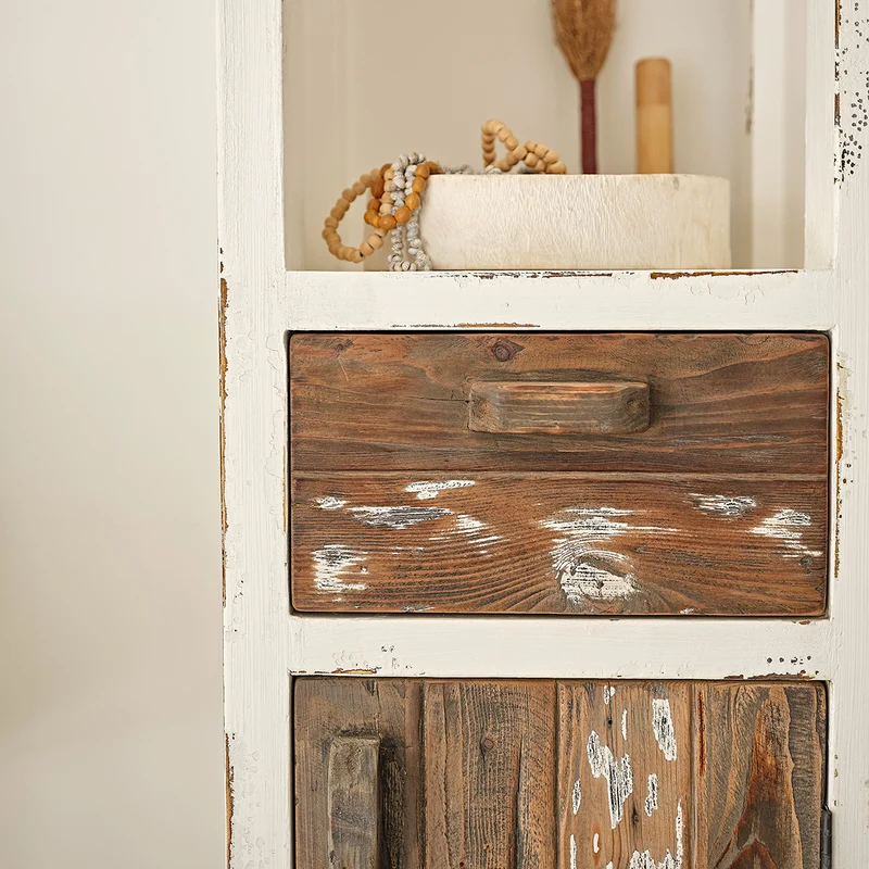 Columna de baño de madera maciza reciclada 170 cm