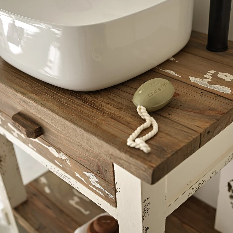 Mueble de lavabo de madera maciza reciclada 80 cm
