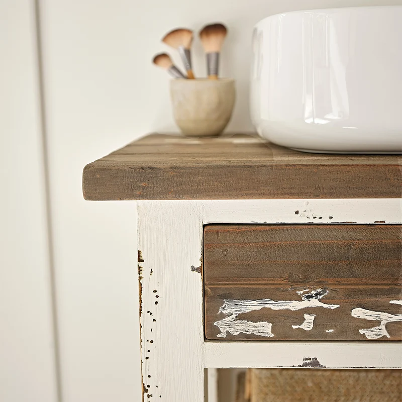 Mueble de lavabo de madera maciza reciclada 80 cm