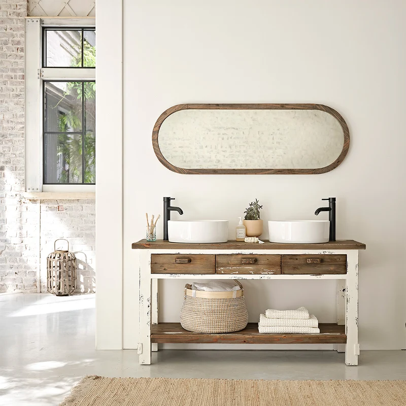 Mueble de lavabo de madera maciza reciclada 150 cm