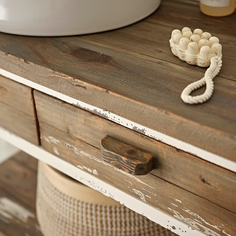 Mueble de lavabo de madera maciza reciclada 150 cm